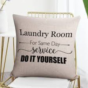 Laundry Decorative Cotton Throw Pillow Covers